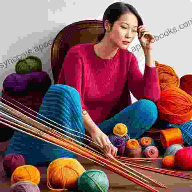 A Knitter Surrounded By A Display Of Colorful Yarn And Finished Hats The Art Of Knitting Hats: 30 Easy To Follow Patterns To Create Your Own Colorwork Masterpieces