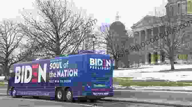 Aerial View Of Iowa Landscape With Candidate's Campaign Bus Traveling Along Country Road THE CONTENDERS: 2024 US Presidential Campaign Images Taken In Iowa