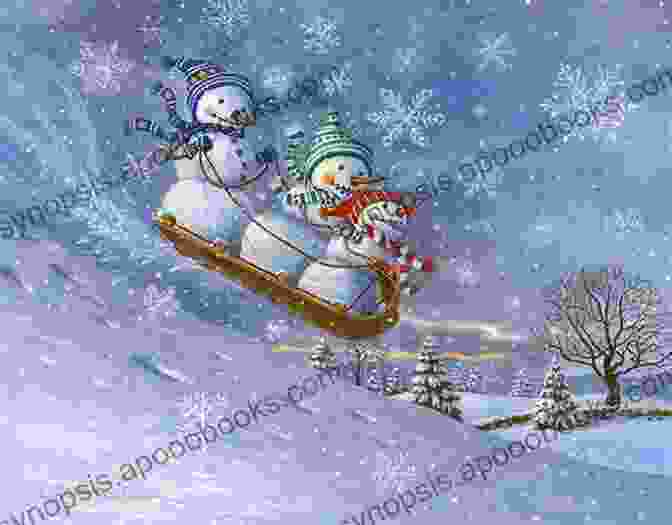 Gnome And Snowman Sledding Down A Snowy Hill Cross Stitch Pattern: Gnome With A Snowman: Counted Cross Stitch