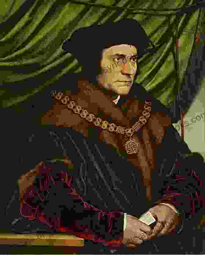 Portrait Of Sir Thomas More By Hans Holbein The Younger, Depicting More Holding A Book Of Latin Prayers With An Embroidered Cover Pattern Sources Of Scriptural Subjects In Tudor And Stuart Embroideries